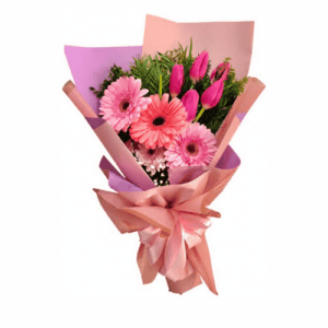Ramo 5 Tulipanes y 3 Gerberas