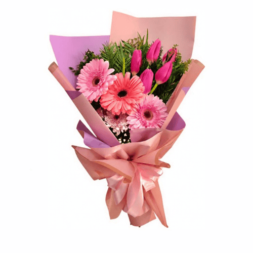 Ramo 5 Tulipanes y 3 Gerberas