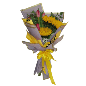 Ramo de 5 tulipanes y 3 girasoles