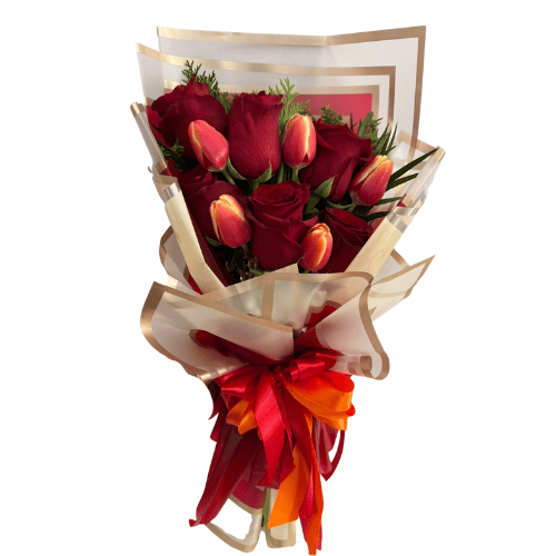 Ramos de 6 rosas y 5 tulipanes