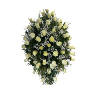 Corona Condolencias 50 Flores Blancas