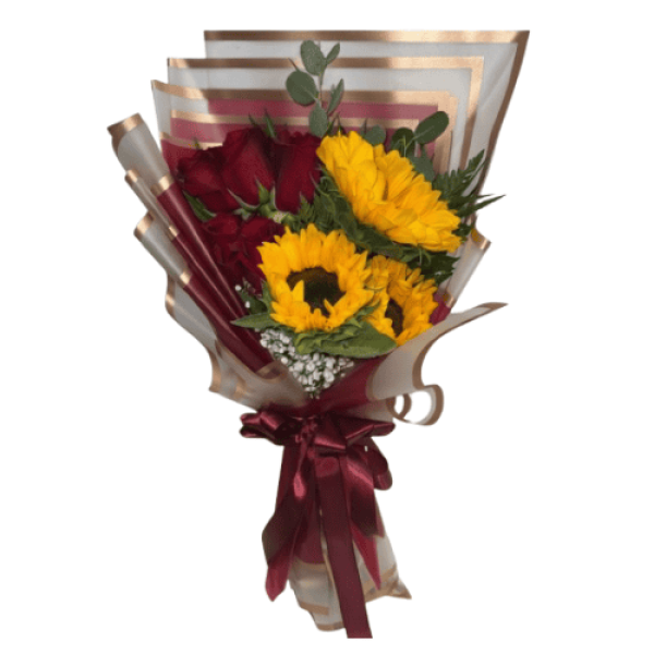 Ramo 5 Rosas Y 3 Girasoles — Florería Frida Flores Rancagua