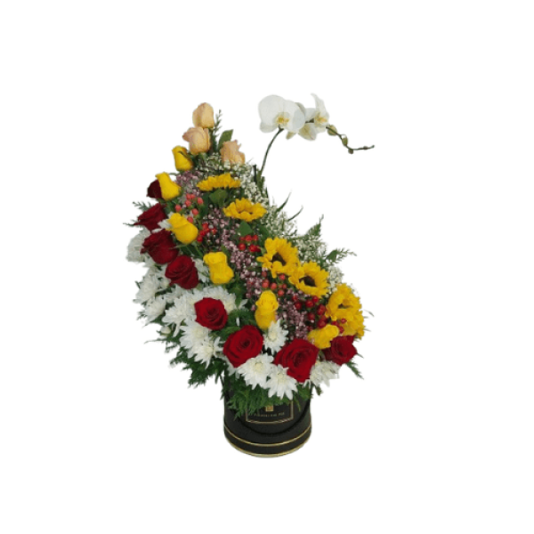 Arreglo Girasoles Rosas Y Orquidea — Florería Frida Flores Rancagua