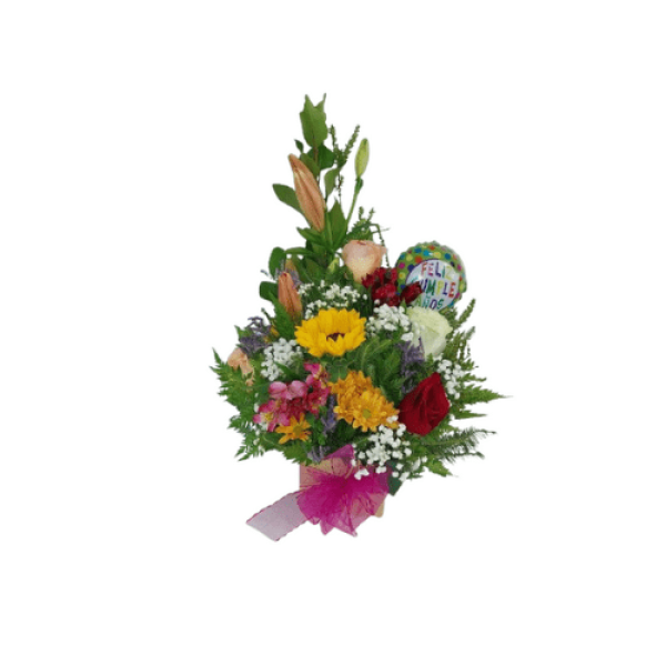 Arreglo Mix Floral Con Globo — Florería Frida Flores Rancagua