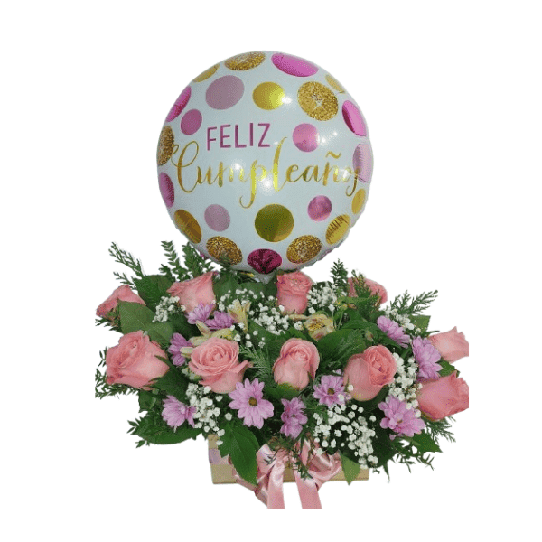 Arreglo Rosas Y Globo — Florería Frida Flores Rancagua
