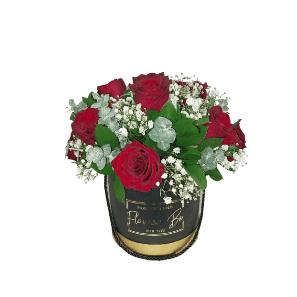 Caja Redonda Con Rosas — Florería Frida Flores Rancagua