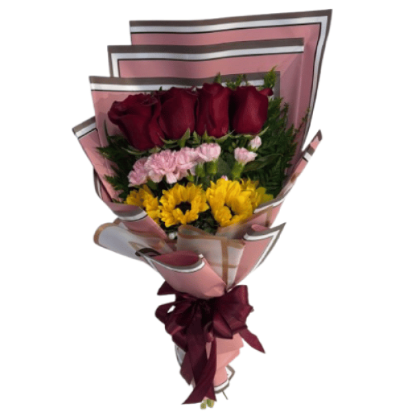 Ramo Escalonado Rosas Y Girasoles — Florería Frida Flores Rancagua