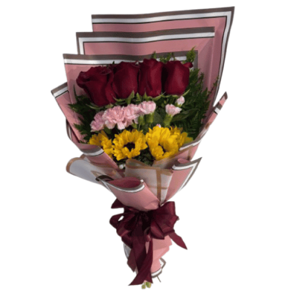 Ramo Escalonado Rosas Y Girasoles — Florería Frida Flores Rancagua