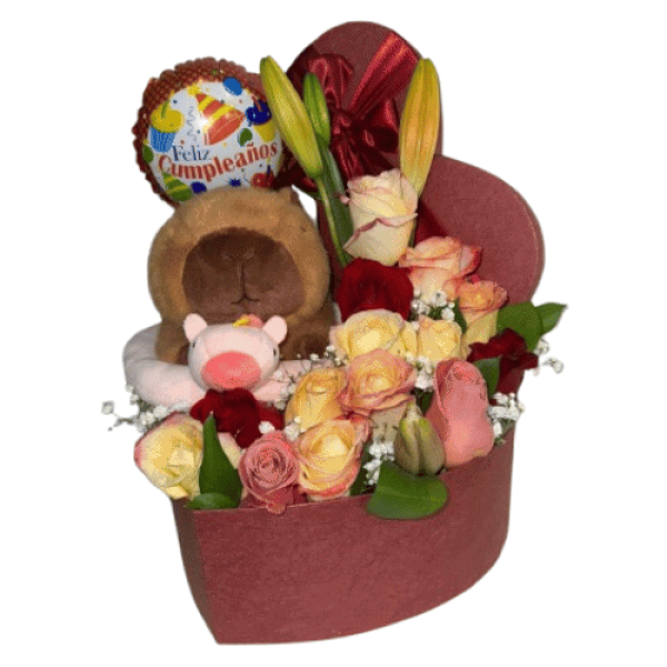 Box Feliz Cumpleaños Con Peluche — Florería Frida Flores Rancagua