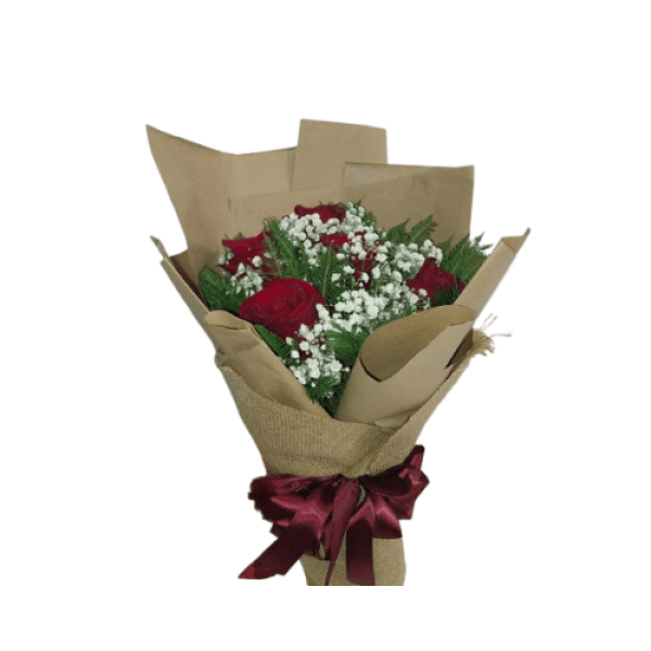 Ramo Redondo 6 Rosas Arpillera — Florería Frida Flores Rancagua