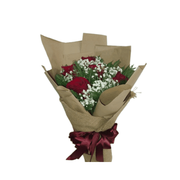 Ramo Redondo 6 Rosas Arpillera — Florería Frida Flores Rancagua